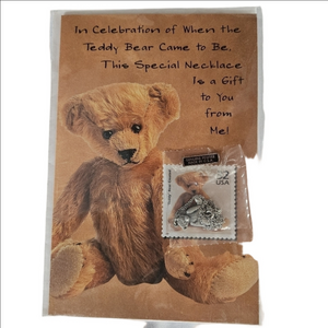 NWT Vintage " Bear Mail" Greeting Card w/Attached Necklace